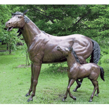 Estátua de Bronze Mare &amp; Potro Cavalo